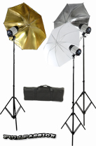Kit 3 Flash 120W avec Parapluies