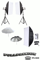 Kit 2 Flash 180W Softbox et Parapluies